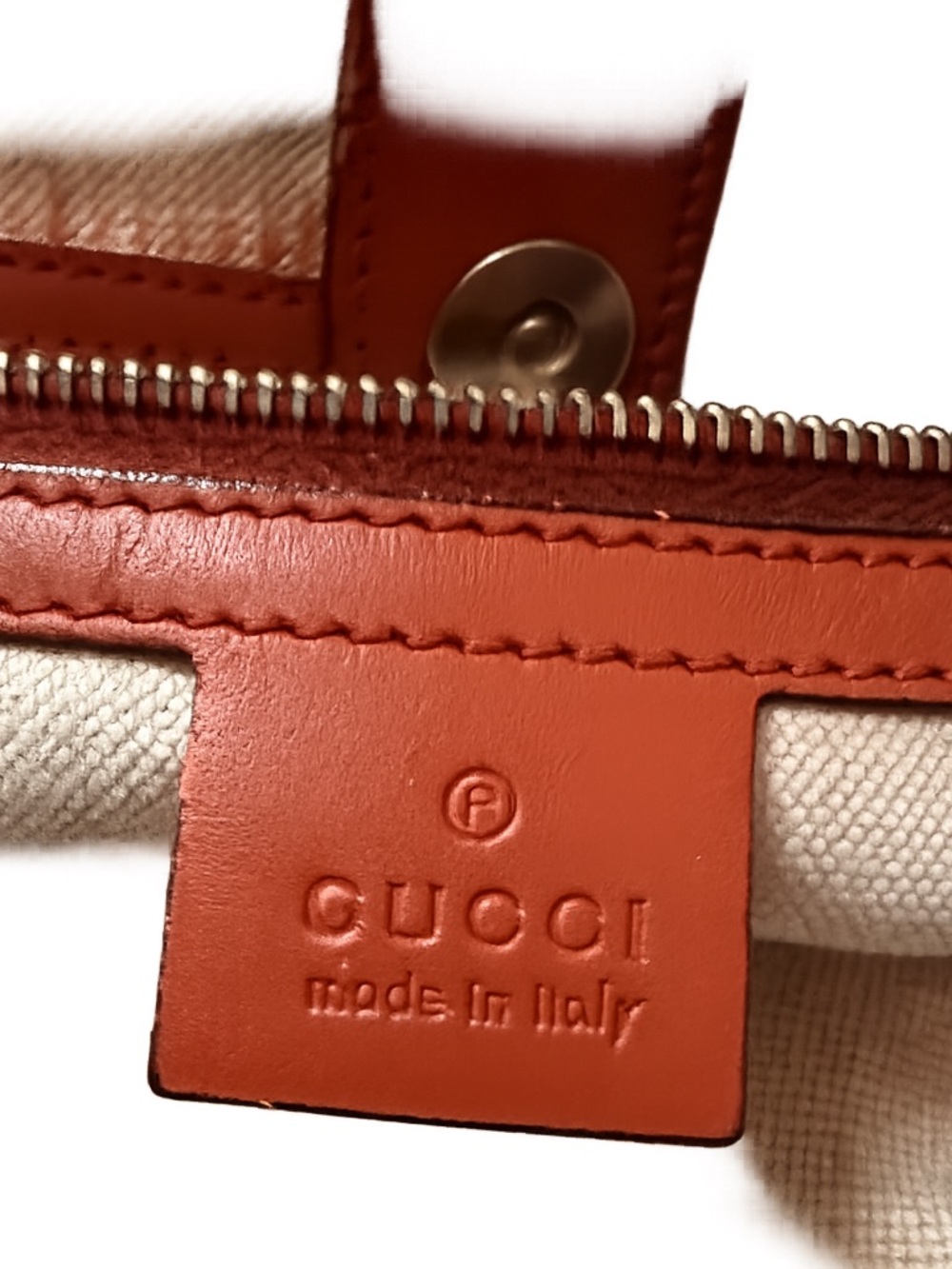 Gucci Blue Denim Tote with Orange Leather Trim - Picture 10 of 14